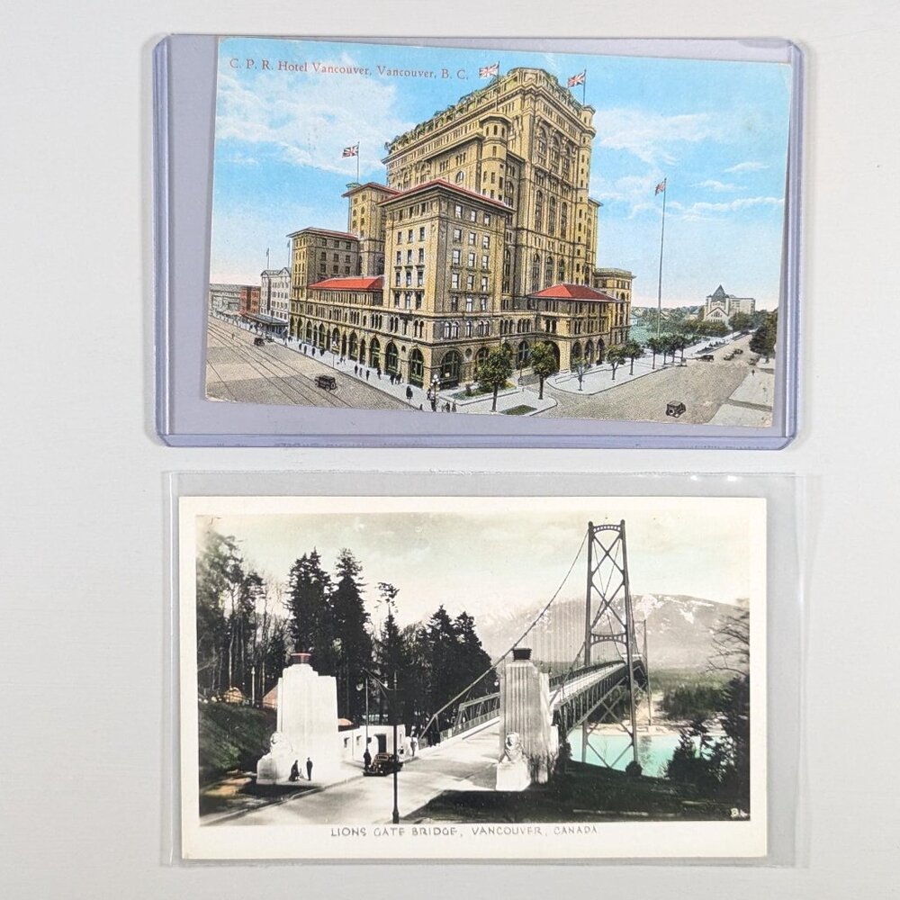 Vintage Vancouver B.C. Canada postcards, antique Edwardian travel ephemera